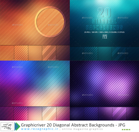  20 بکگراند انتزاعی خط خطی گرافیک ریور-Graphicriver 20 Diagonal Abstract Backgrounds  | رضاگرافیک